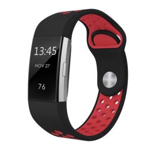 Soft Silicone Replacement Spare Sport Band Bracelet Strap for Fitbit Charge 2  Black red