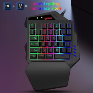 Single Handed V500 Game Keyboard One Hand Ergonomic Gaming Keypad for PS3 PS4 Black RGB
