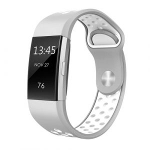 Soft Silicone Replacement Spare Sport Band Bracelet Strap for Fitbit Charge 2  silver white