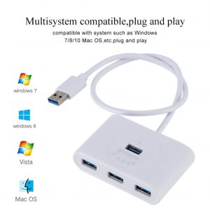 Computer Extender 4 Ports USB 3.0 HUB Concentrator white