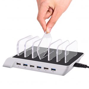 10.2A 6 Port USB Charging Station Universal Desktop Tablet & Smartphone Multi-device Hub Charging Dock for Galaxy Silver