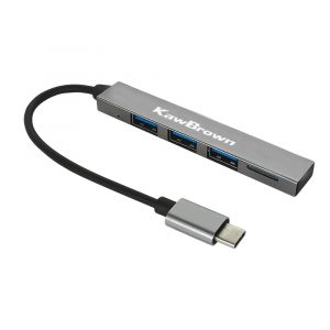 KawBrown 4 in 1 Type-C Hub To USB 3.0 Magnesium Alloy Hub with TF Reader for Laptop gray