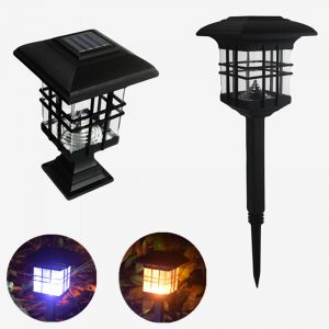 Waterproof Dual Use Solar House Shape Solar Column Lamp for Outdoor Lighting warm light