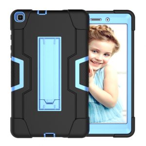 For Samsung Tab A T290 T295 PC+ Silicone Hit Color Armor Case Tri-proof Shockproof Dustproof Anti-fall Protective Tablet Cover  Black + blue
