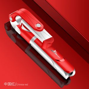 XT-09 Mobile Selfie Stick Tripod Holder Bluetooth Remote Travel Size Holder Folding red