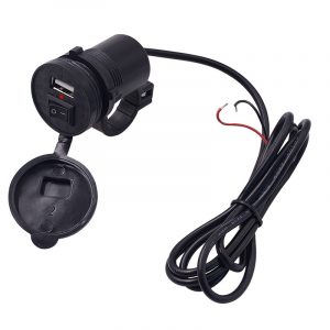 Motorcycle Mobile Phone Charger 12v Waterproof Single USB with Switch Charger black