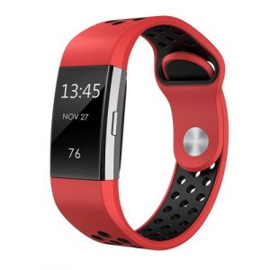 Soft Silicone Replacement Spare Sport Band Bracelet Strap for Fitbit Charge 2  Red black