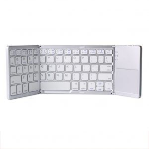 Portable Mini Three Folding Bluetooth Keyboard Wireless Foldable Touchpad Keypad for IOS/Android/Windows white