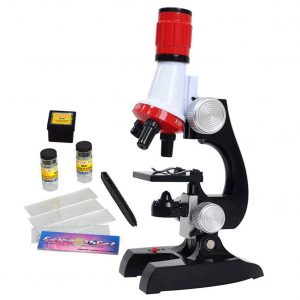 Science Kits for Kids Beginner Microscope with LED 100X 400X and 1200X Magnification Kids Educational Toy Birthday Present Black red