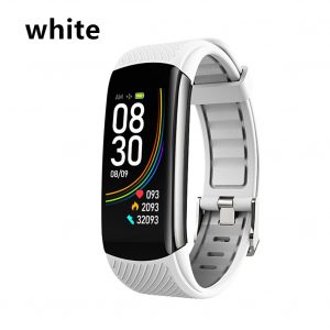 Smart Bluetooth Bracelet Temperature Measure ECG Heart Rate Blood Pressure Sleep Exercise Watch Band white