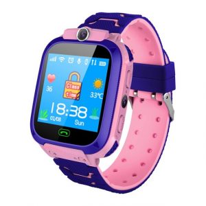 Q12B Smart Watch for Kids Phone Watch for Android Ios Life Waterproof LBS Positioning 2G Sim Card Dail Call Pink
