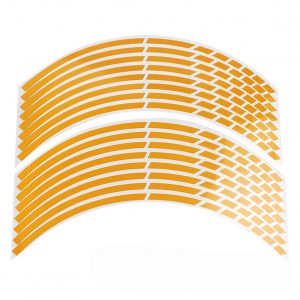 17"18" 16pcs Motorcycle Car Wheel Tire Stickers Reflective Rim Tape Motorbike Auto Decals Reflective yellow