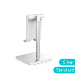 Telescopic Desk Mobile Phone Holder Stand for IPhone IPad Adjustable Metal Desktop Tablet Holder Silver-Standard Edition
