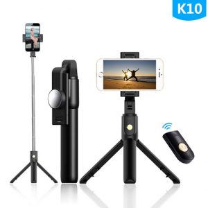 Selfie Stick Tripod Stand Holder Extendable with Bluetooth Remote 360??Rotatable Phone Holder K10 with mirror