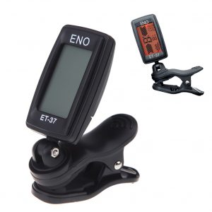 ENO Acoustic Guitar Tuner LCD Mini Clip-on Tuner for Guitar Chromatic Bass Violin Ukulele ET-37 black