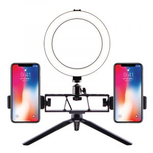 Selfie Ring Light LED Circle Light USB LED Desktop Lamp with Stand Dimmable LED Fill Light for Live Stream Photograph Desktop stand + 20cm fill light + double position