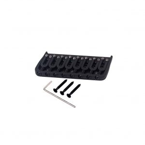 Black Metal 7 String/8 String Saddle Fixed Bridge Through Body for Electric Guitar Black 8-string