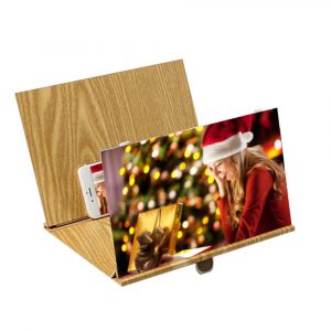 Stereoscopic Amplifying 12 Inch Desktop Wood Bracket Mobile Phone Video Screen Magnifier Amplifier Holder  Gold