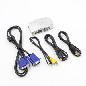 Universal NTSC PAL VGA to TV AV RCA Signal Adapter Converter Video Switch Box Composite Laptop Silver