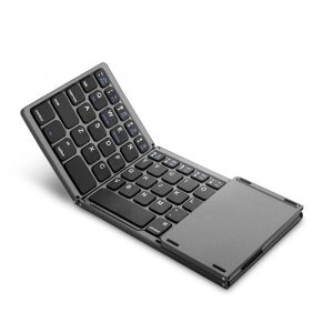 Portable Mini Three Folding Bluetooth Keyboard Wireless Foldable Touchpad Keypad for IOS/Android/Windows black