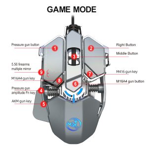 Wired Gaming Mouse Adjustable DPI 9Key J600 Macro Definition Programmable Wired Mouse Gamer Mice Breathing light for Computer Laptop PC PUBG Silver grey