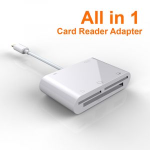 6 in 1 SD TF SDHC CF XD M2 Card Reader Charging Adapter for iPhone XS MAX XR X 5S 6 7 8 Plus White
