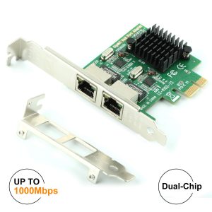 Ubit RJ45 x 2 Gigabit LAN Gigabit Ethernet PCI Express PCI-E Network Controller Card LAN Adapter Converter for Desktop PC  8102_T2
