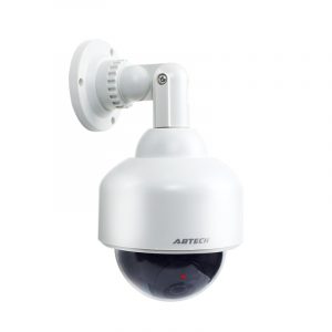 Outdoor Dome Fake Security Camera with Flashing Red LED Light white