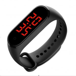 Smart Watch Bracelet Time Display Body Temperature Measure LED Screen Touch-Key Accurate Measurement black