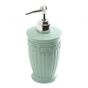 400ML European-style Carved Shower Gel Divided Empty Bottle Hand Sanitizer Shampoo Dispenser Round light blue
