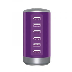 Travel Charger 6-Port USB Smart Charger Station Universal for Multi USB Device Fast Charging for Phones/Tablets Purple - US regulations