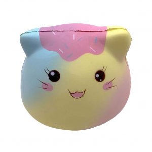 PU Doll Slow Rebound Decompression Toy Simulated Kitty Foam Relaxed Toy Pink + Yellow + Blue_10 * 9 * 8.5cm