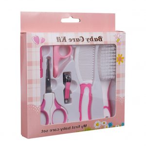 6PCS Manicure Care Set Infant Nail Scissors Comb Brush Baby Care Supplies Set Pink_6pcs
