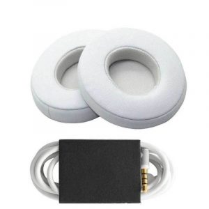 Replacement Ear Pads Cushion+ Audio Cable Cord for Beats by Dr Dre Solo 2 Wired Earphone white