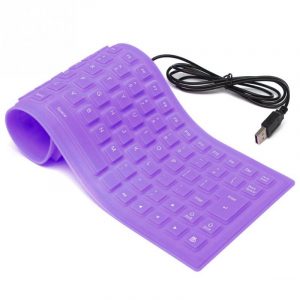 Portable Flexible Silicone Keyboard Foldable Waterproof Dustproof USB Silent Keyboard for Laptop Notebook  purple
