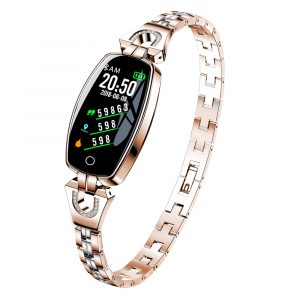 Women Lady Fashion Wristband Heart Rate Blood Pressure Monitor Fitness Tracker Rose gold