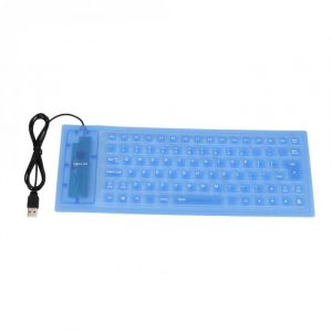Portable Flexible Silicone Keyboard Foldable Waterproof Dustproof USB Silent Keyboard for Laptop Notebook  blue