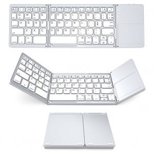3-Fold- Keyboard Ultra Thin Light ABS Mini Wireless Bluetooth Keyboard Touchpad Windows Android white