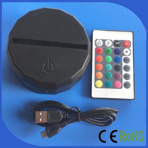 Touch Remote Control 3D Light Base for LED Night Light Colorful Gradient Lamp Black (without Light) Colorful gradient
