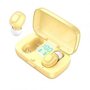 XG21 Wireless Earphone Bluetooth V5.0 LED Display TWS In-ear Earbuds Sweat Resistant Sports Headphone HiFi Sound Headsets Yellow