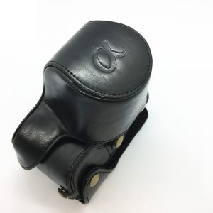 Leather Camera Case for Sony A6400 ILCE-6400 Camera Protective Bag with Shoulder Strap Outdoor Travel Shell black