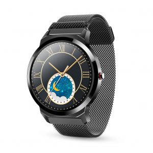 LEMFO H6Pro Smart Watch 1.28 Inch Round Color Full-Screen Touch TFT HD IPS Smartwatch black dial + black steel band