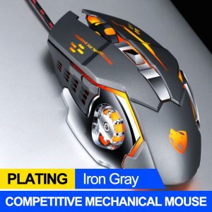 Computer Mouse English Edition Mechanical Game Wired Mouse USB Mouse For Desktop Computer Iron gray