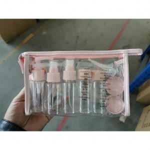 11pcs/setPortable Transparent Travel Cosmetic Bottle Empty Cosmetic Travel Lotion Containers Pink