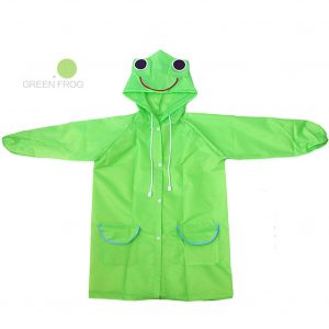 Boy Girl Cute Cartoon Ponchos Vivid Color Raincoat green