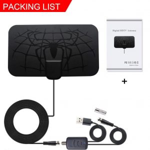 Digital Indoor Antenna Spider Pattern Full HD TV Local Channels Amplifier Signal Booster HDTV Antenna Satellite Signal Receiver  black