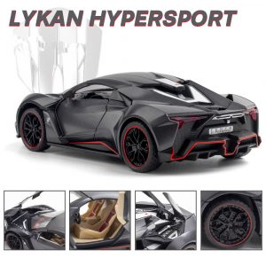 1/24 Alloy Sports Car Model  Toy Pull Back Sound Light Toys Vehicle For Children Kids Gift black