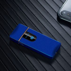 Ultra-thin Touch Sensor Cigarette Lighter USB Rechargeable Metal Lighters Flameless Lighters Blue Drawing_CW006