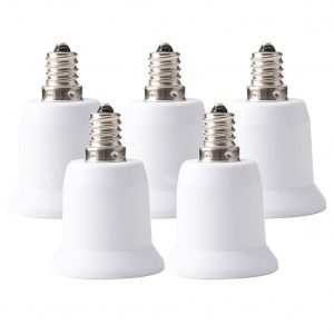 5pcs E12 to E26/E27 White Lamp Holder Exquisite Converter Light Bulb Base for Home Office Supplies white