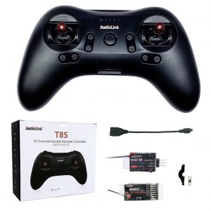 Radiolink T8S FHSS 8CH Bluetooth Version RC Handle Transmitter with R8FM+R8EF 2.4GHz Receiver Support S-BUS PPM for RC Drone Left-hand throttle (Mode 2)
